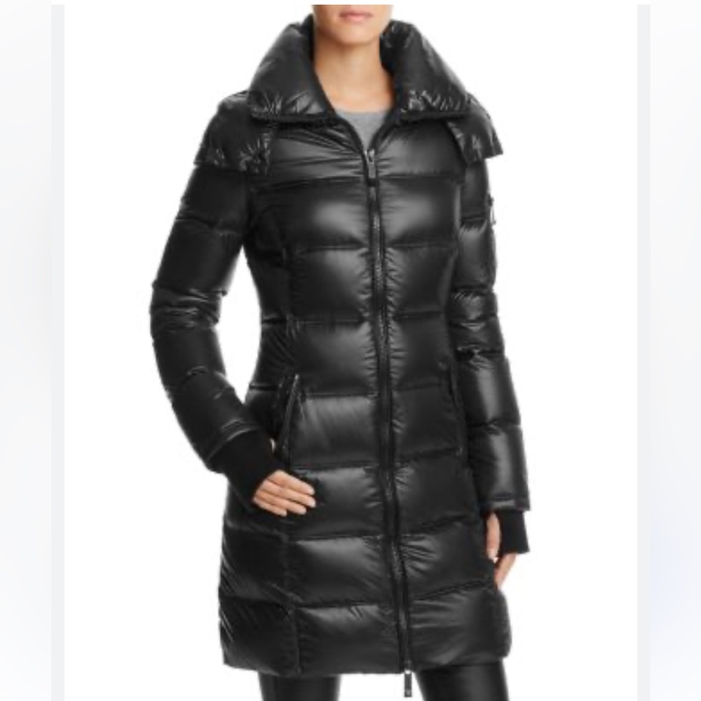 BCBGMaxAzria Black Long Quilted Puffer Coat